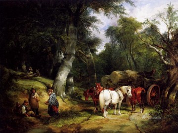 シェイアー・シニア・ウィリアム Painting - 新しい森の田園風景で木材を運ぶウィリアム・シェイアー・シニア